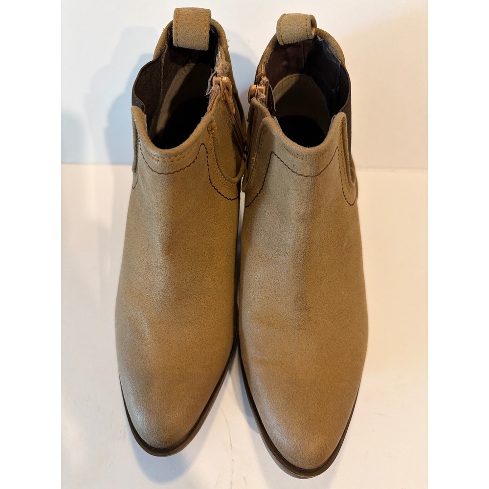 Bjorndal Duke Tan Taupe Western Ankle Boots Side Zip Pointed Toe Women 9M 302762